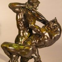 Alt text: Bronze sculpture of Theseus fighting a minotaur