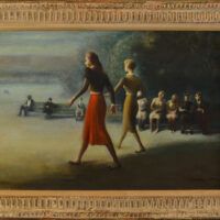 Alt text: painting of women walking in a park