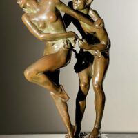 Alt text: bronze sculpture of two people