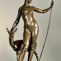 Alt text: Bronze sculpture of the goddess Diana