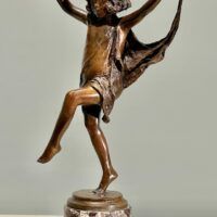 Alt text: Bronze sculpture of a young girl