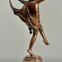 Alt text: Bronze sculpture of a young girl