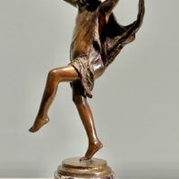 Alt text: Bronze sculpture of a young girl