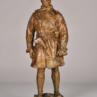Alt text: Bronze sculpture of a Canadian officer, frontal view