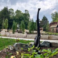 Alt text: Installation image of large bird sculpture