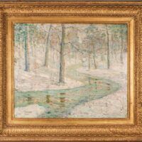 Alt text: Painting of a forest in winter
