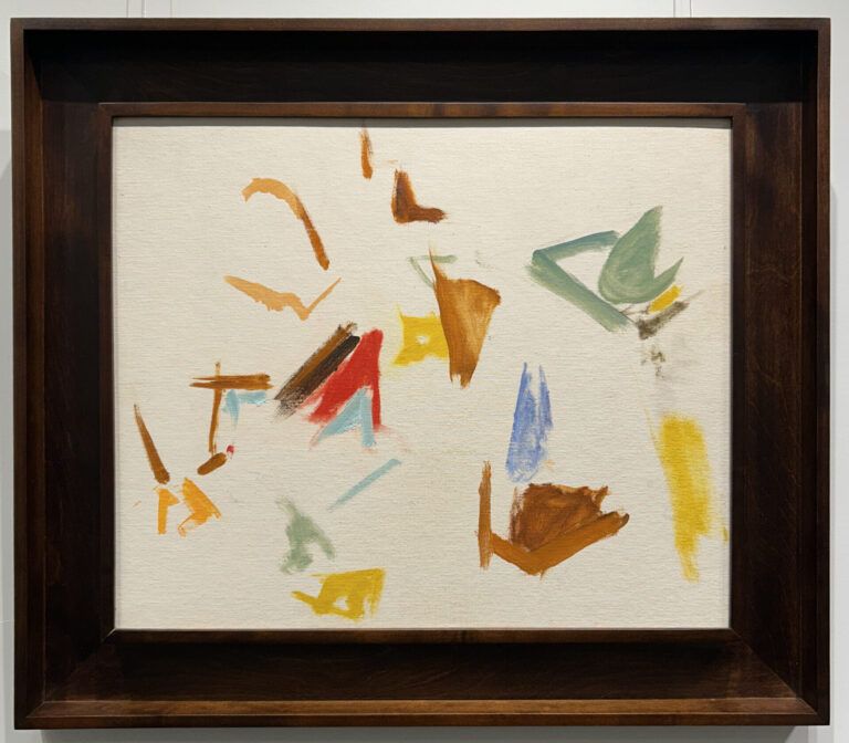 Alt text: Abstract painting with different shapes and sections