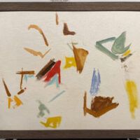 Alt text: Abstract painting with different shapes and sections