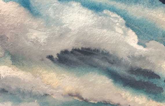 Alt text: Painting of streaming clouds