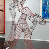 Alt text: Painted wire sculpture