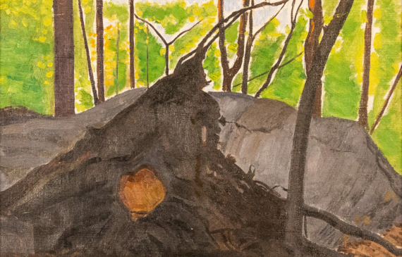 Alt text: Painting of a tree trunk