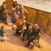 Alt text: Painting of emigrants on a ship