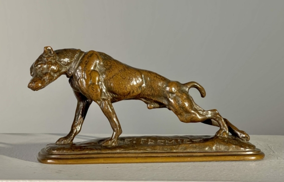 Alt text: bronze sculpture of a dog