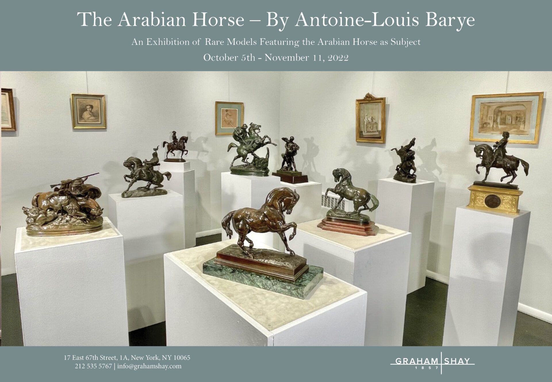 Alt text: The Arabian Horse by Antoine-Louis Barye exhibition flyer