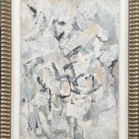 Alt text: Pastel abstract painting, framed