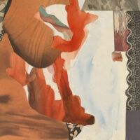 Alt text: Collage of a woman in red