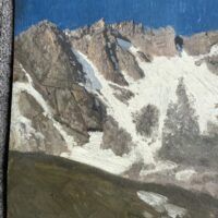 Alt text: Oil painting of a mountain