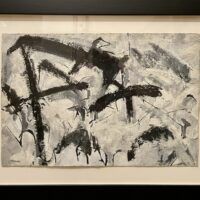 Alt text: Abstract black and white painting