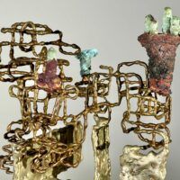 Alt text: Abstract metal sculpture, detail