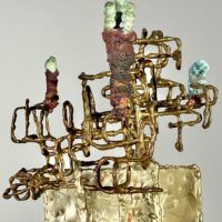 Alt text: Abstract metal sculpture, detail