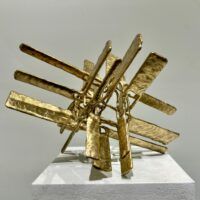 Alt text: Abstract metal sculpture