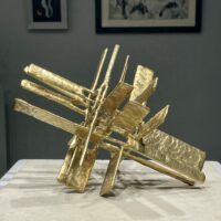 Alt text: Abstract metal sculpture