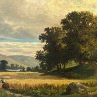 Alt text: Countryside landscape painting