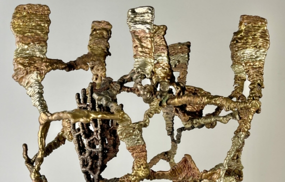 Alt text: Abstract metal sculpture, detail