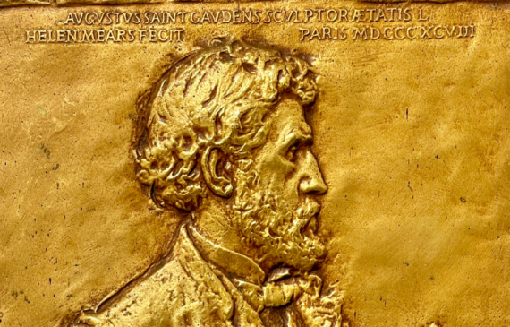 Alt text: Bas relief of a man