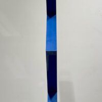 Alt text: Blue geometric sculpture