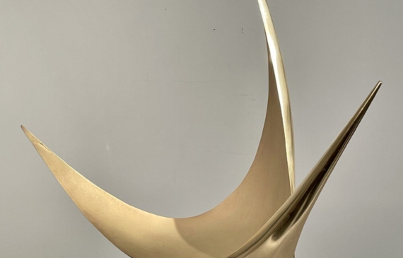 Alt text: Abstract metal sculpture