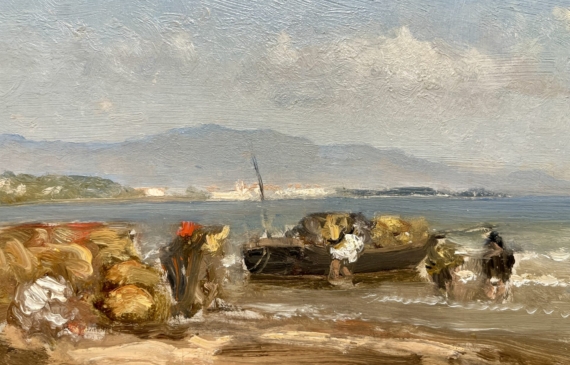 Alt text: Painting of a coastal scene