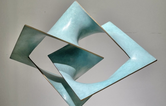 Alt text: Abstract geometric sculpture