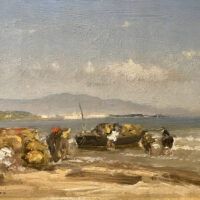 Alt text: Painting of a coastal scene