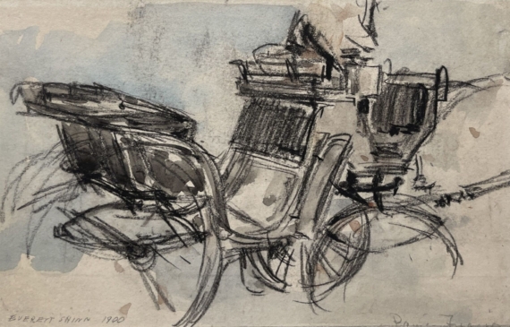 Alt text: Work on paper depicting a carriage