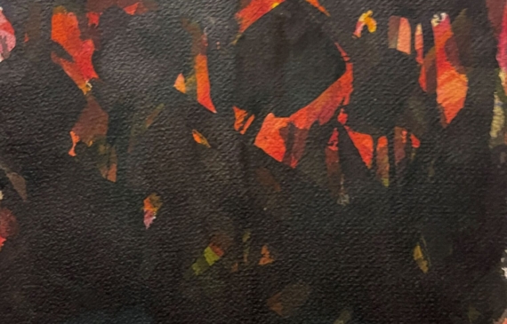 Alt text: Abstract black and red painting