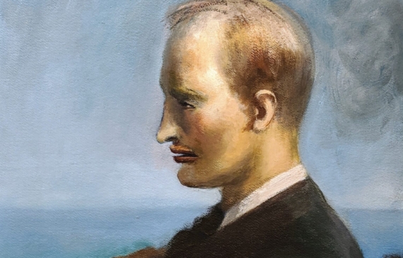 Alt text: Painting of a man in profile