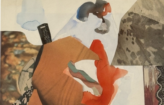 Alt text: Collage of a woman in red