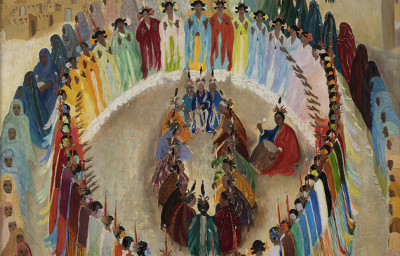 Alt text: Painting of a group of women