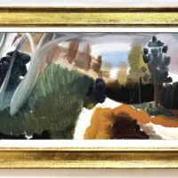 Alt text: Abstracted landscape painting, framed