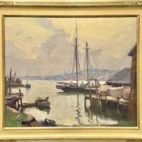 Alt text: Painting of boats on the water