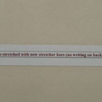 Alt text: Painting verso, label detail