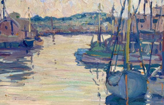 Alt text: Painting of a harbor scene