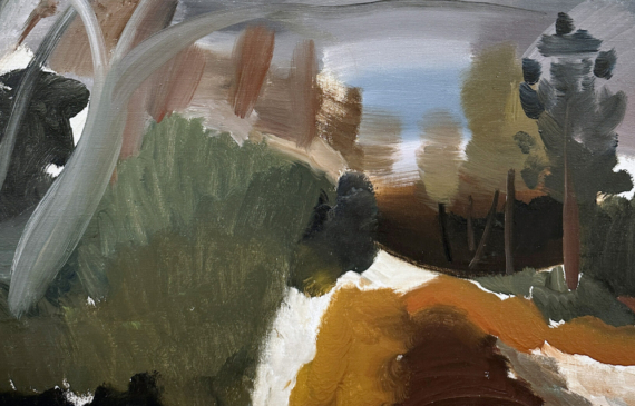 Alt text: Abstracted landscape painting