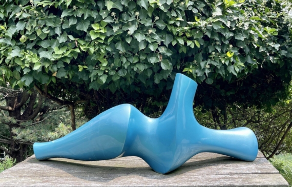 Alt text: bright blue outdoor sculpture