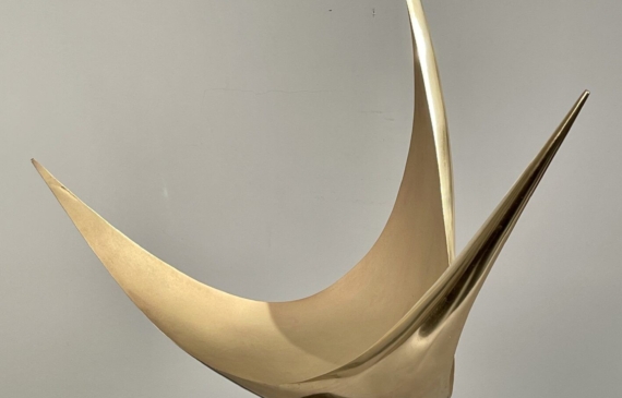 Alt text: Abstract metal sculpture