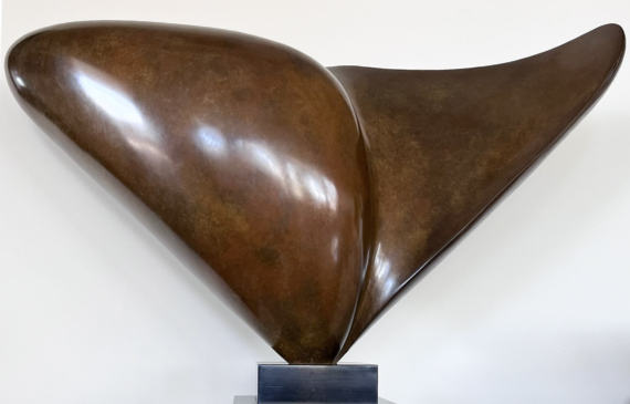 Alt text: Abstract bronze sculpture